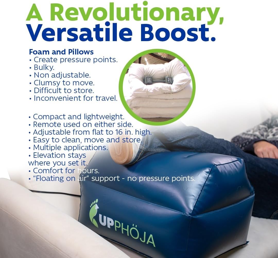 Remote Inflatable Leg Elevation Pillow for Sciatica and Post-Surgery Relief