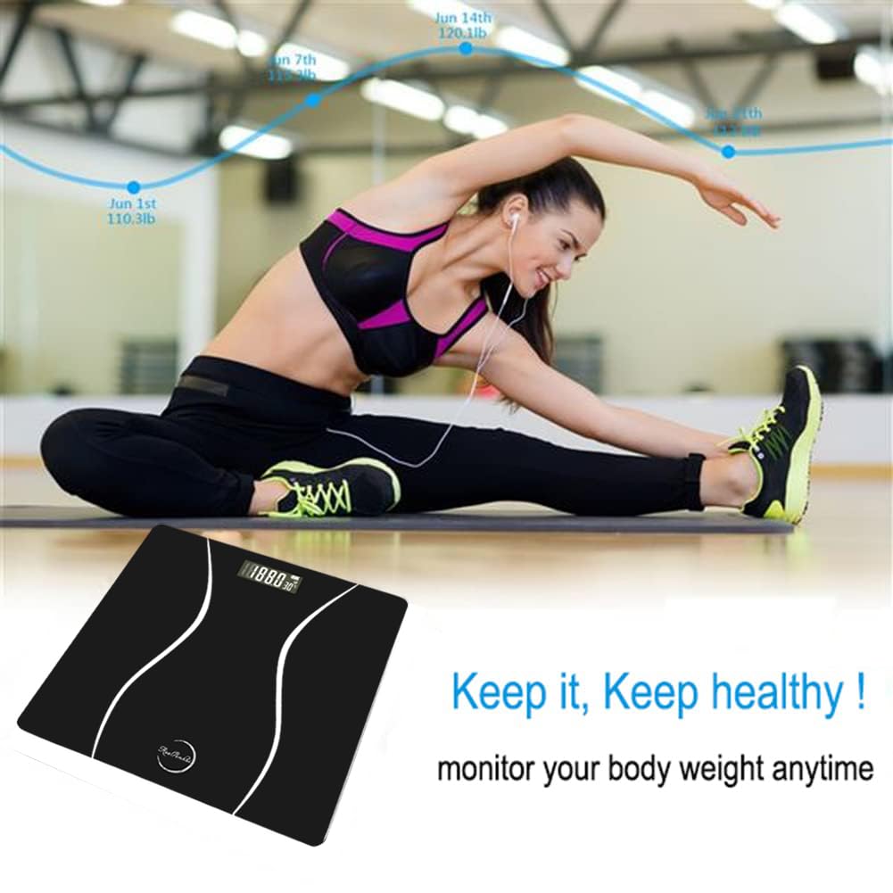 Realremhai Digital Body Weight Scale - Accurate Sleek Black Durable