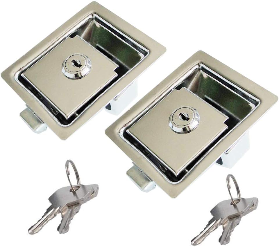 2 PCS Flush Mount Paddle Handle Lock Stainless Steel