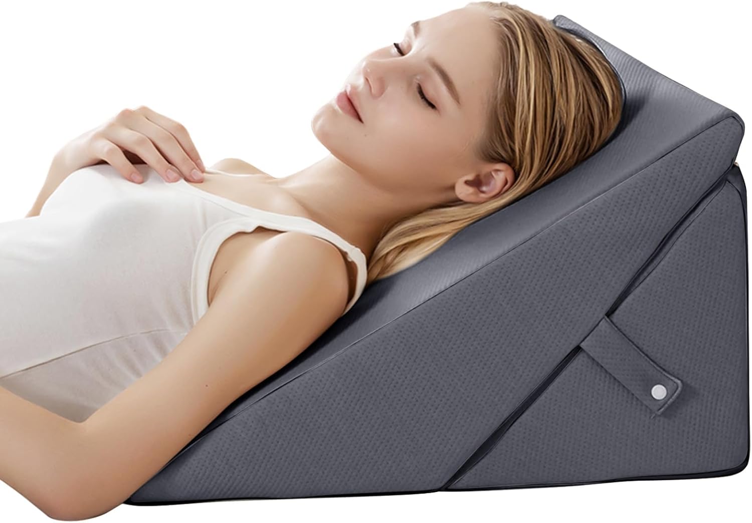 GOHOME 12 Inch Adjustable Memory Foam Wedge Pillow - Grey
