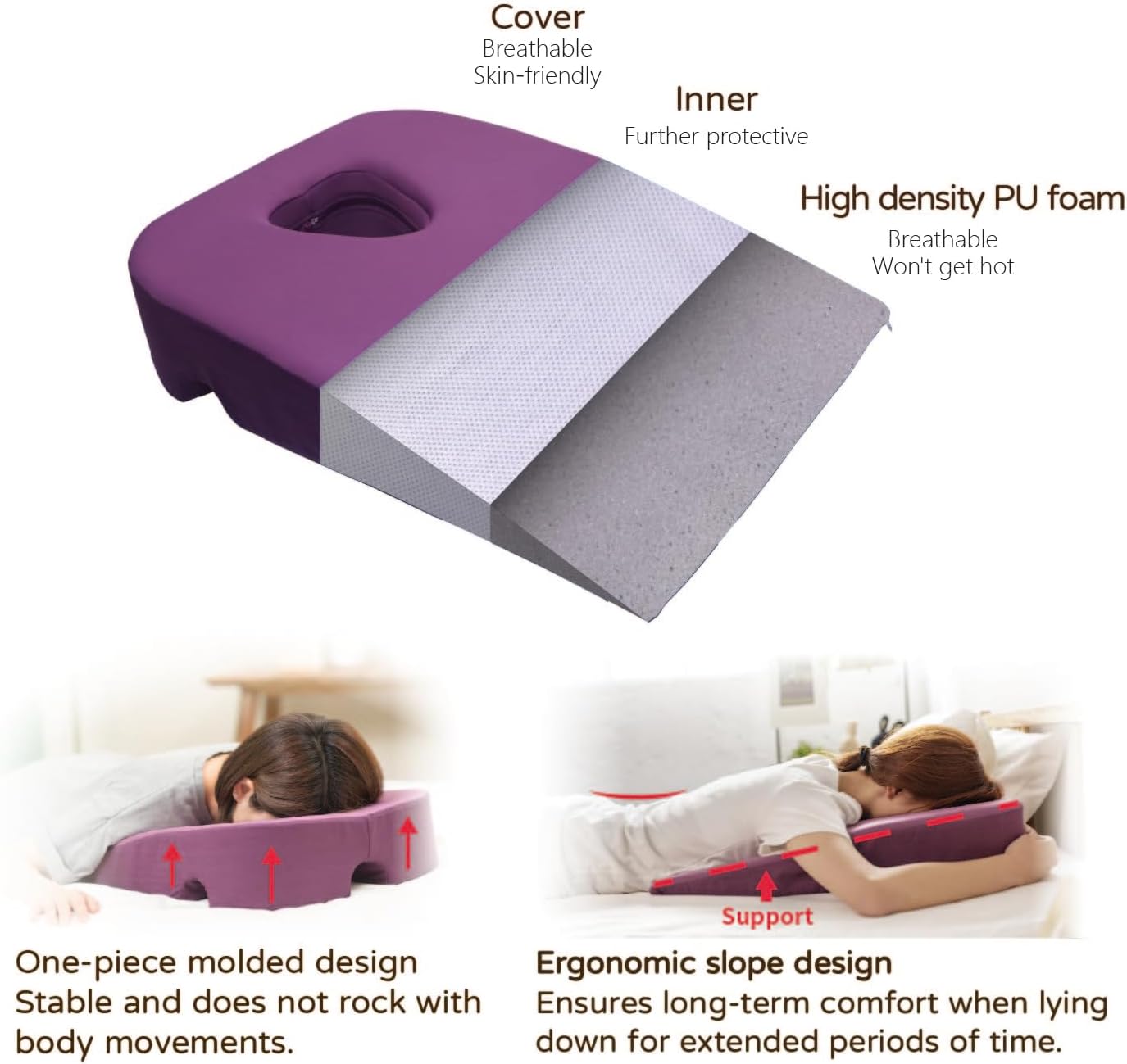 3 in 1 Prone Pillow with Removable Cover