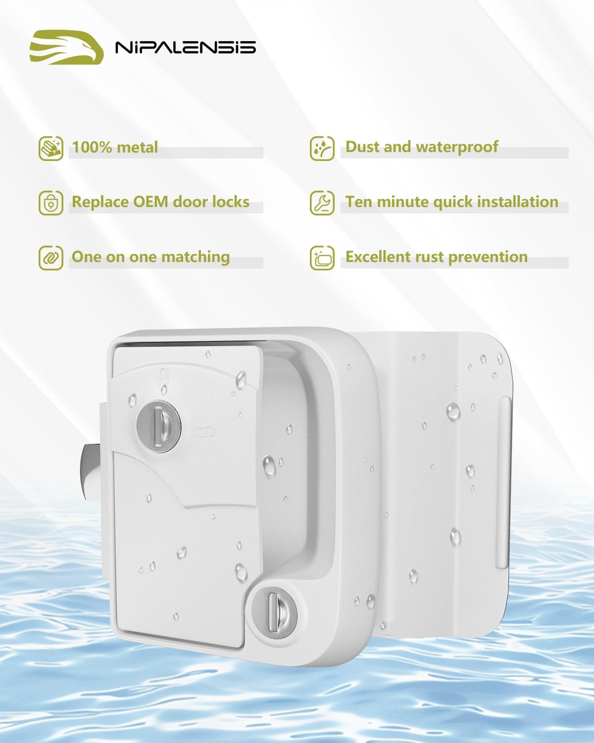 Nipalensis RV Door Lock Replacement Deadbolt - White
