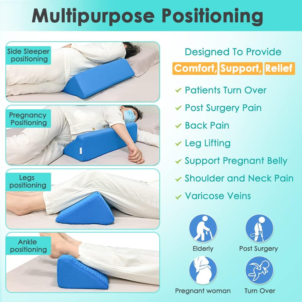 NEPPT Blue Gel Pillow Wedge for Back Pain Relief