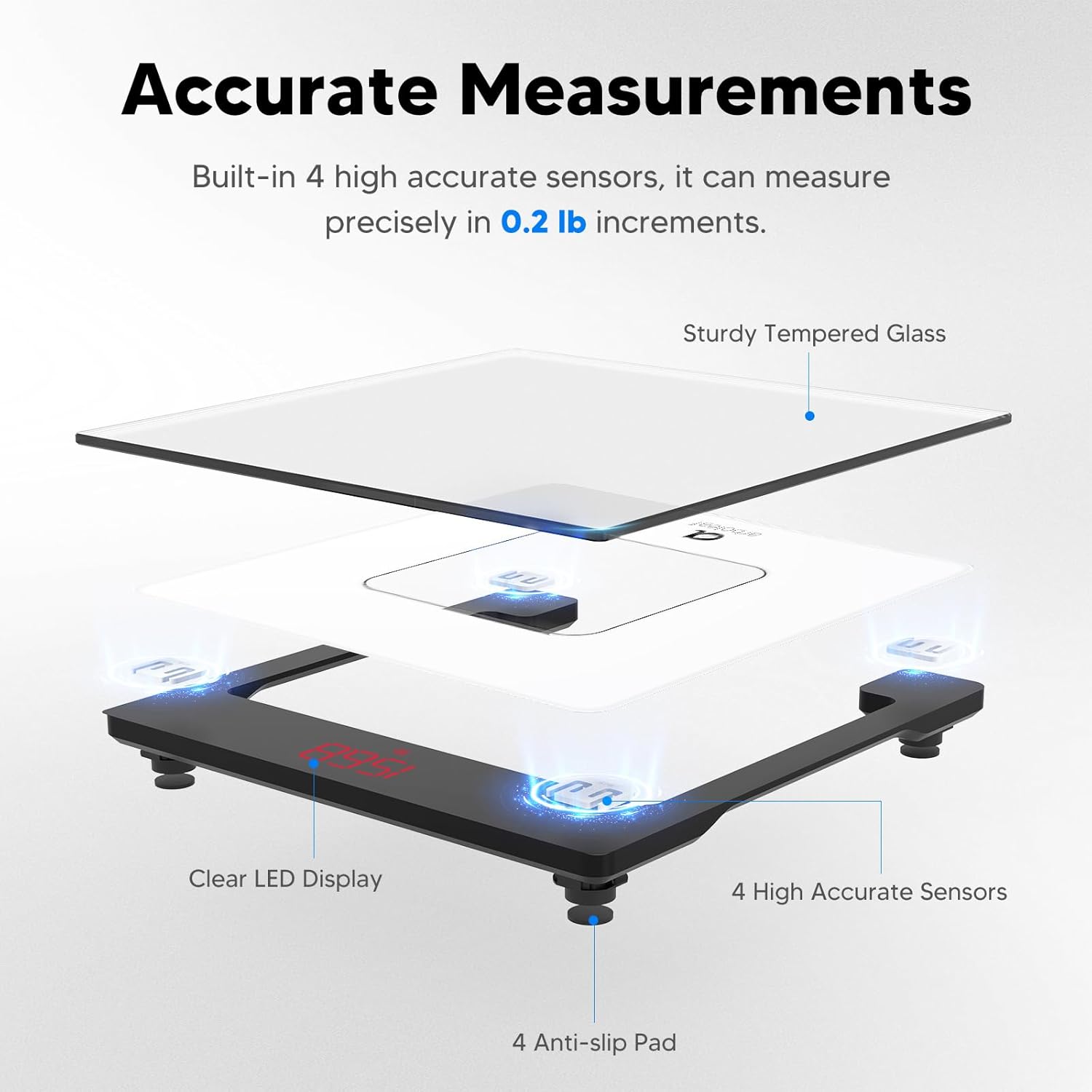 arboleaf Digital Bathroom Scale with LED Display