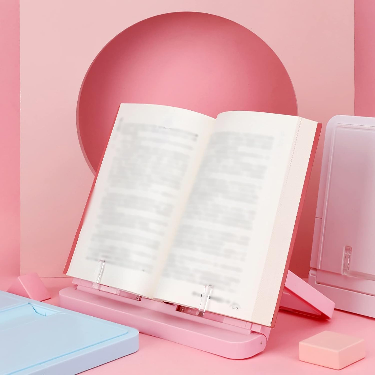 Adjustable Book Stand for Kitchen and Office Reading Pink