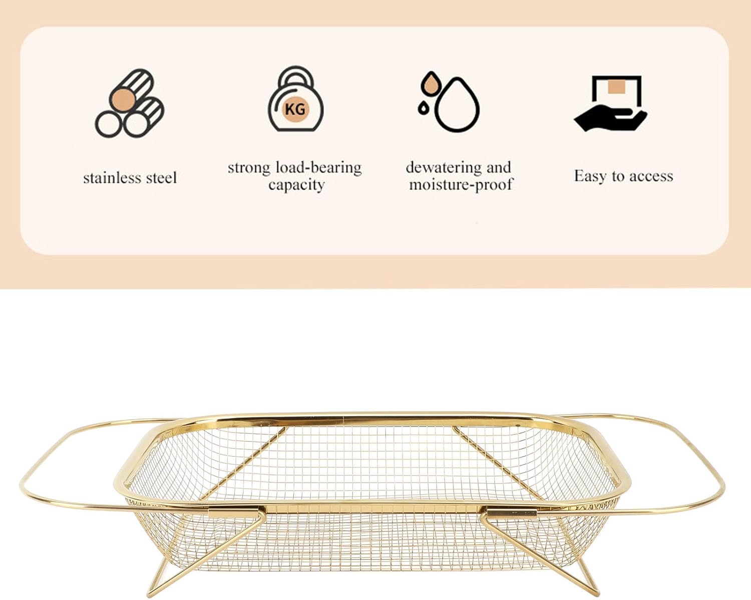 Asixxsix Over The Sink Colander with Handles