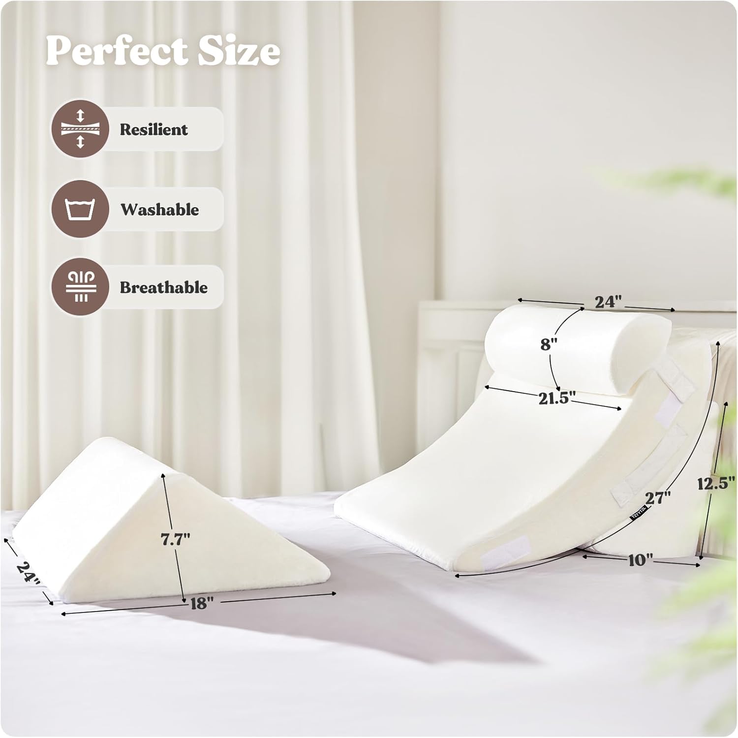 4PCS Orthopedic Bed Wedge Pillow Set for Pain Relief and Comfort