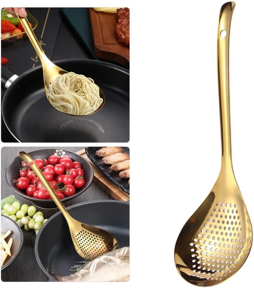 Hemoton Stainless Steel Colander Spoon with Skimmer