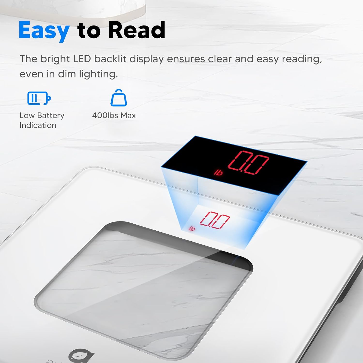 arboleaf Digital Bathroom Scale with LED Display