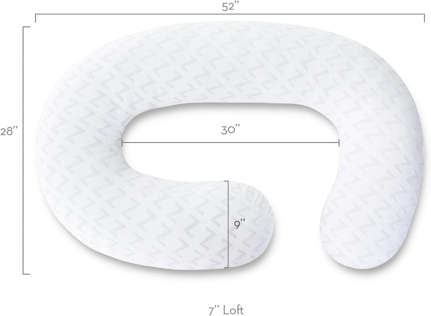 MALOUF Z Total Body C-Shape Pregnancy Pillow White