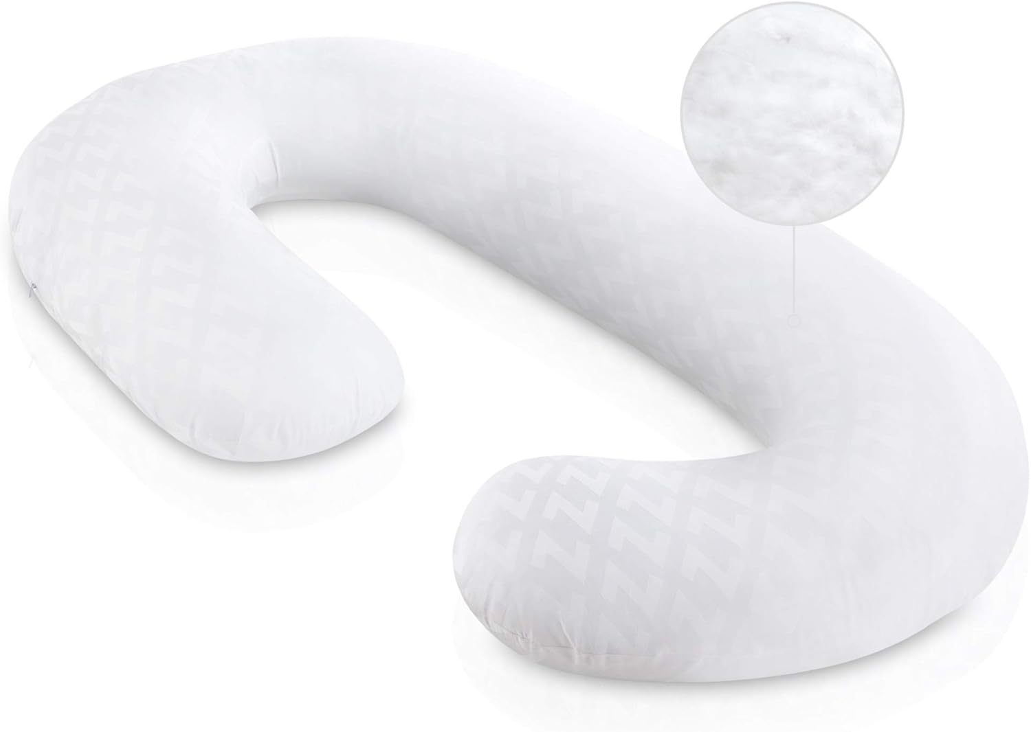 MALOUF Z Total Body C-Shape Pregnancy Pillow White