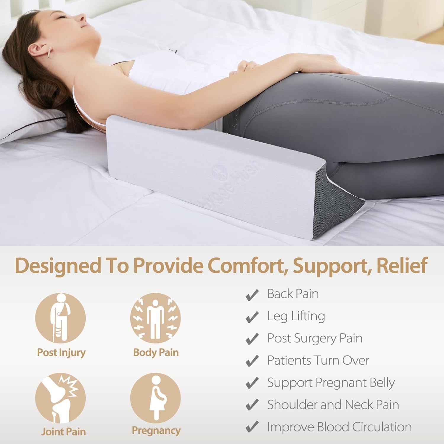 Loeysu Side Wedge Pillow for Back Pain Support