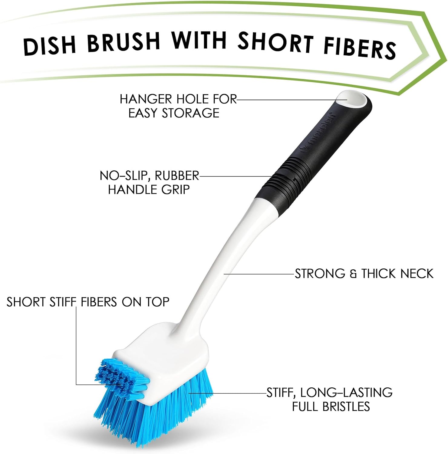 MOSOLAN 3-Piece Dish Brush Set with Scraper Edge