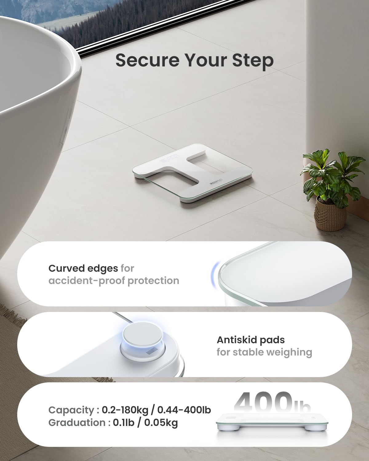 RENPHO Digital Bathroom Scale with Tempered Glass and Smart App Compatibility