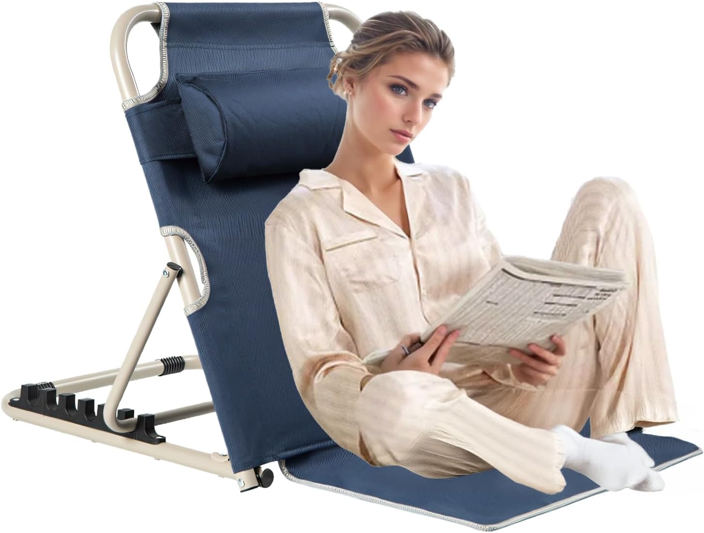 Timoau Lifting Bed Backrest - 6 Gears Adjustable Blue