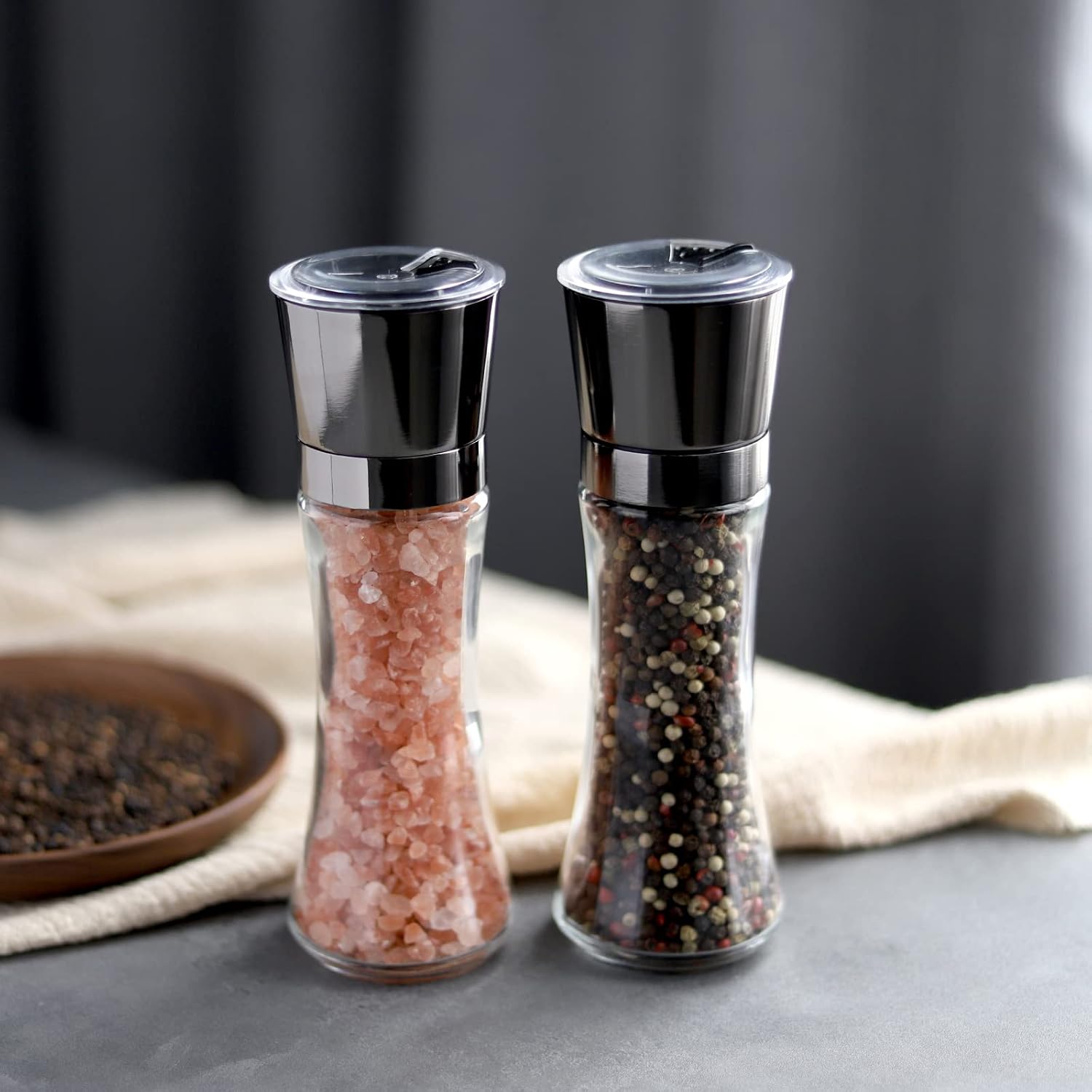 VEVOK CHEF Salt and Pepper Mill Set with Adjustable Coarseness