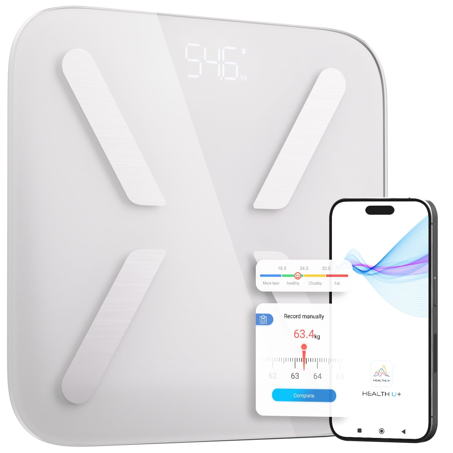 T Electronics Smart Body Weight Scale with Bluetooth - 440lb - 14 Parameters - White