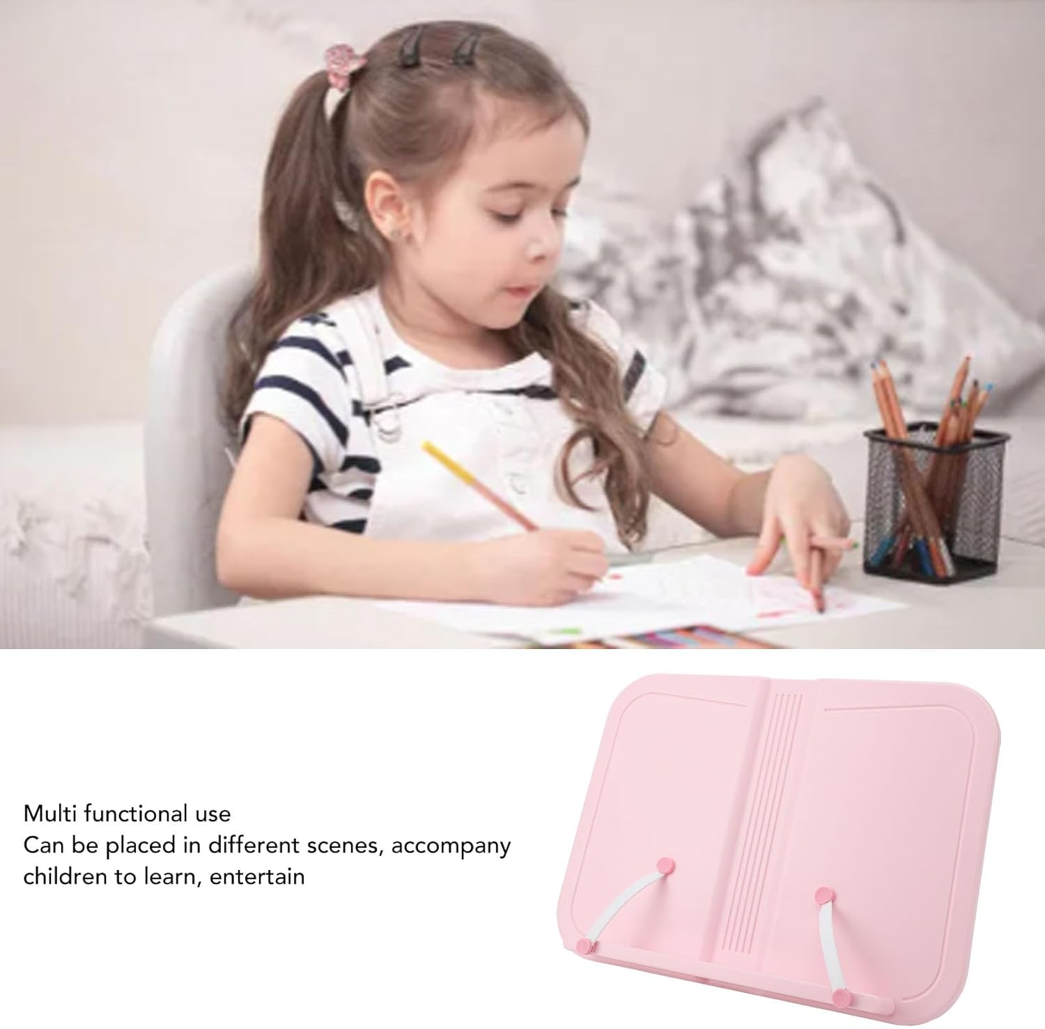 Adjustable Pink Book Stand for Tablet and Cookbook