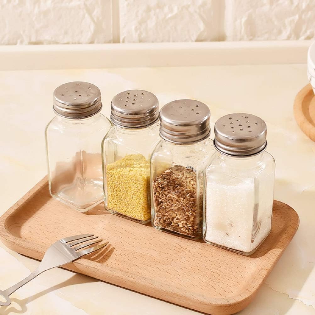 Tebery 16 Pack Salt Pepper Shakers Glass Set with Stainless Tops