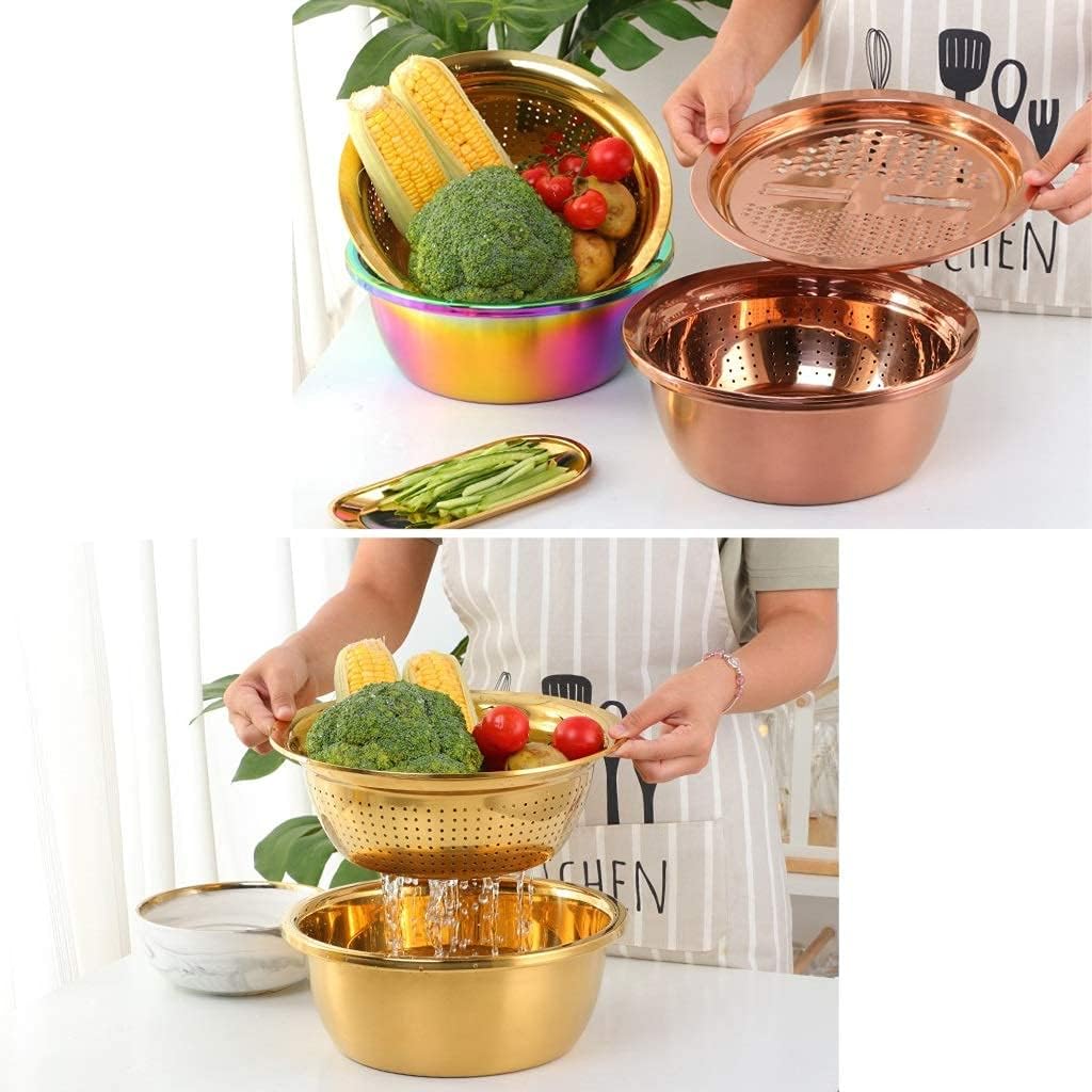WLALLSS 11 Inch 3 in 1 Colander with Shredder and Slicer