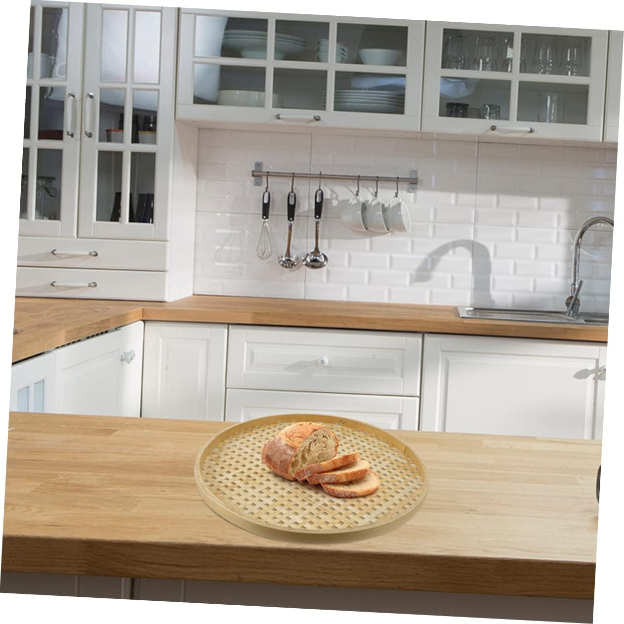 3pcs Natural Bamboo Colander Baskets with Cross Lid