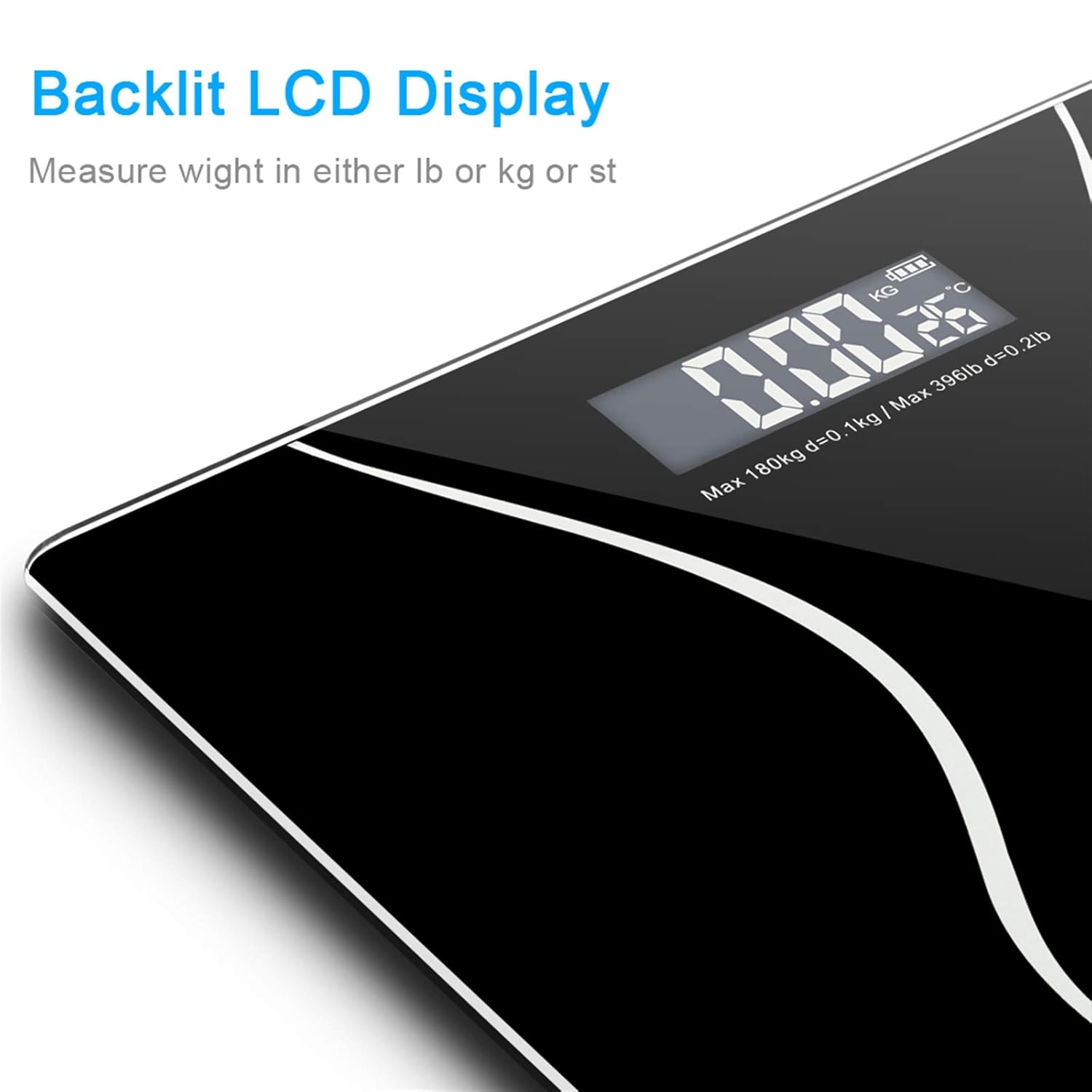 LEADZM 180Kg Slim Waist Digital Scale Black