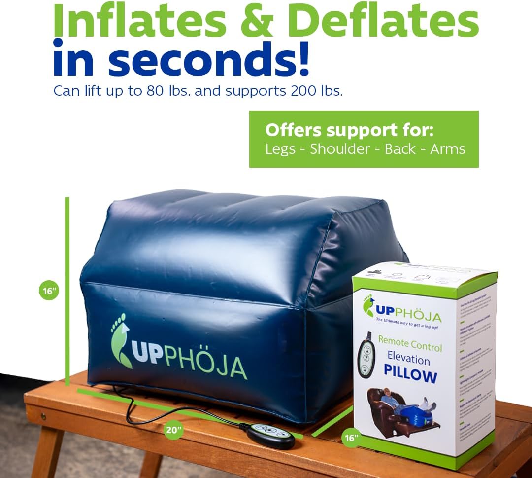 Remote Inflatable Leg Elevation Pillow for Sciatica and Post-Surgery Relief