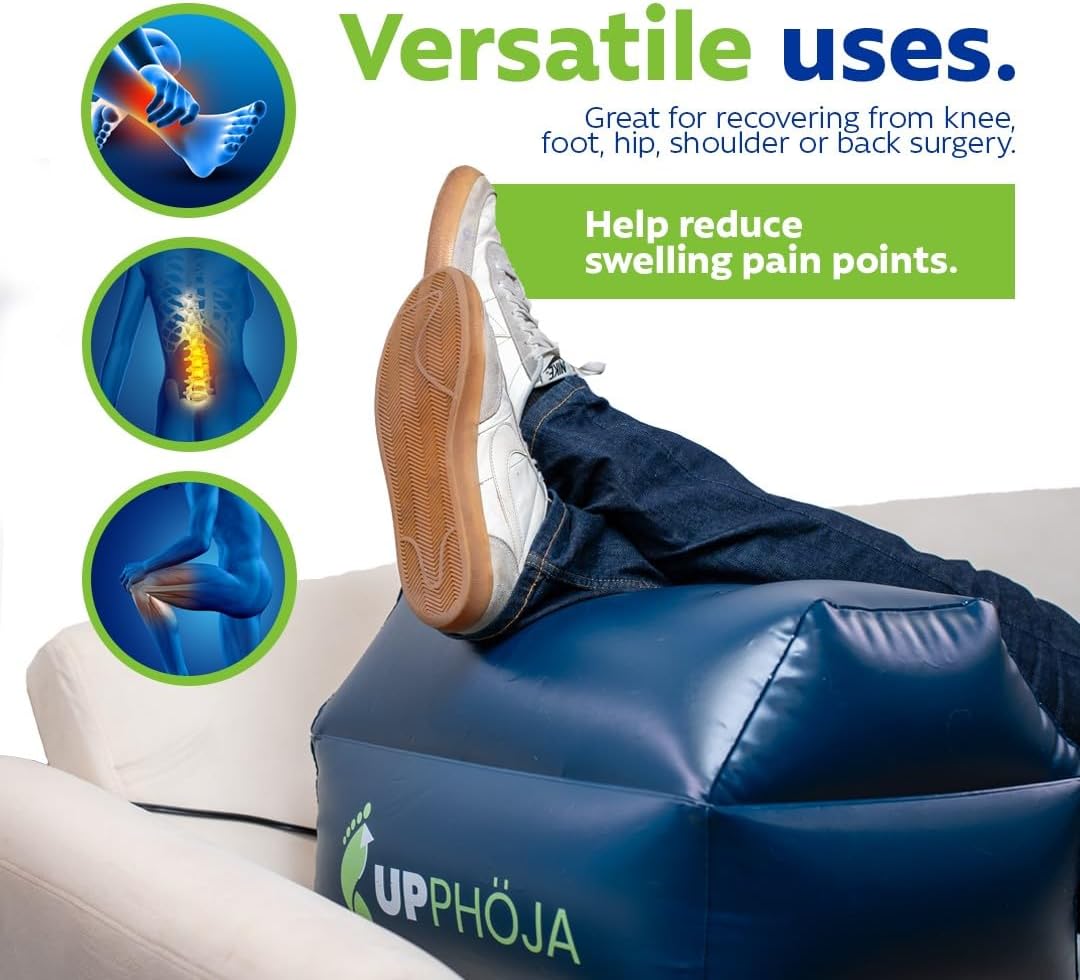 Remote Inflatable Leg Elevation Pillow for Sciatica and Post-Surgery Relief