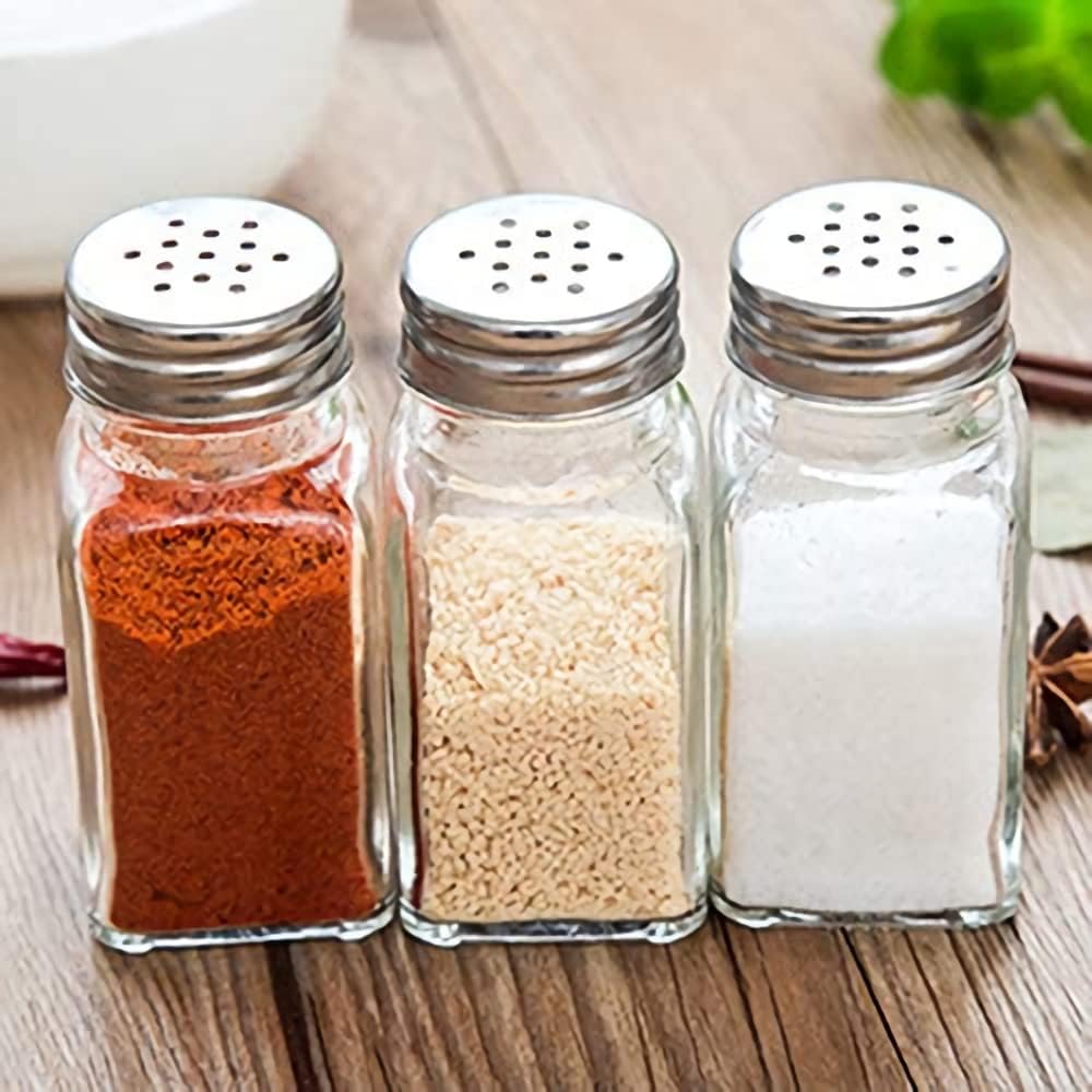 Tebery 16 Pack Salt Pepper Shakers Glass Set with Stainless Tops
