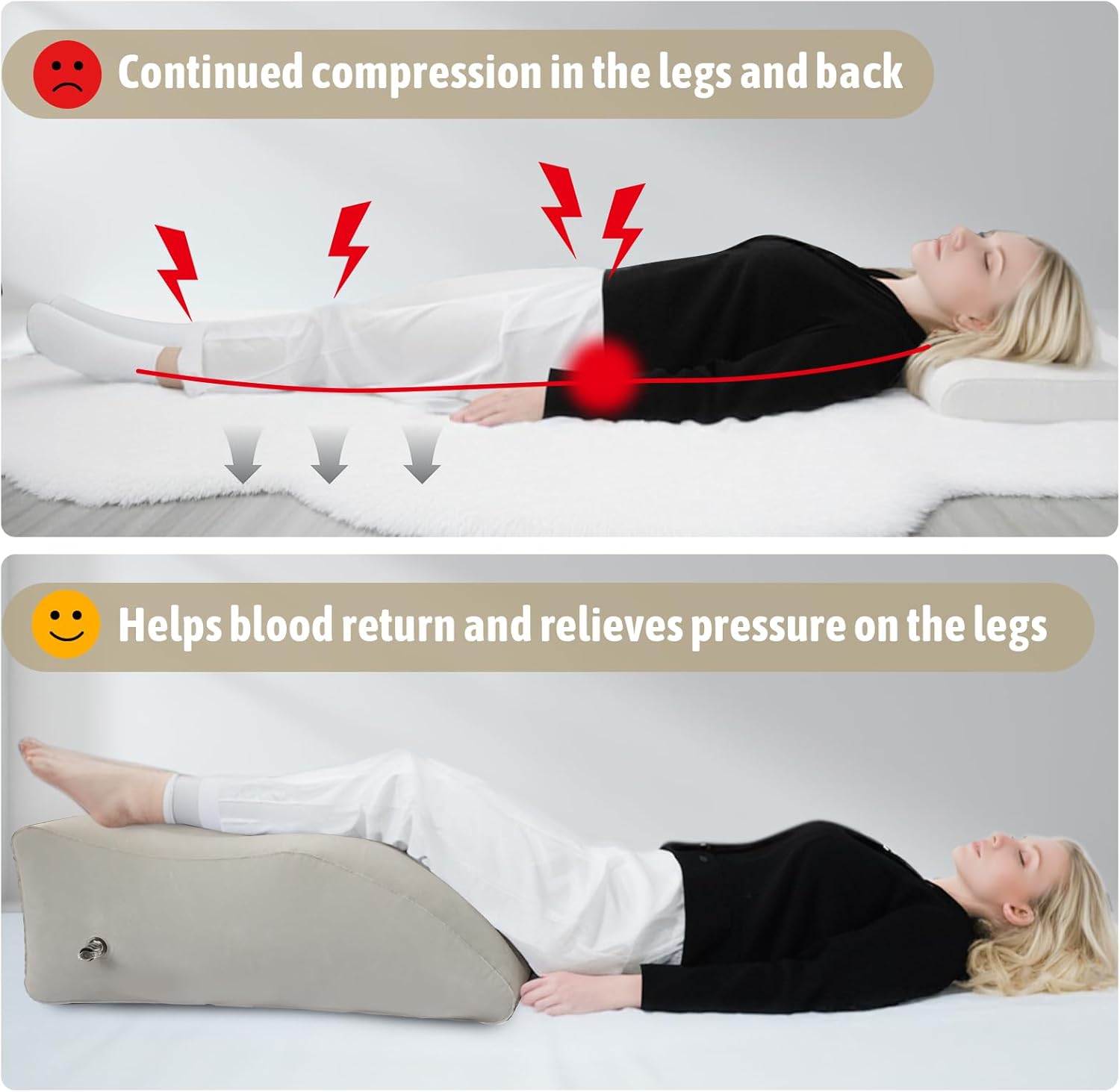 Inflatable Leg Elevation Pillow for Comfort and Swelling Relief