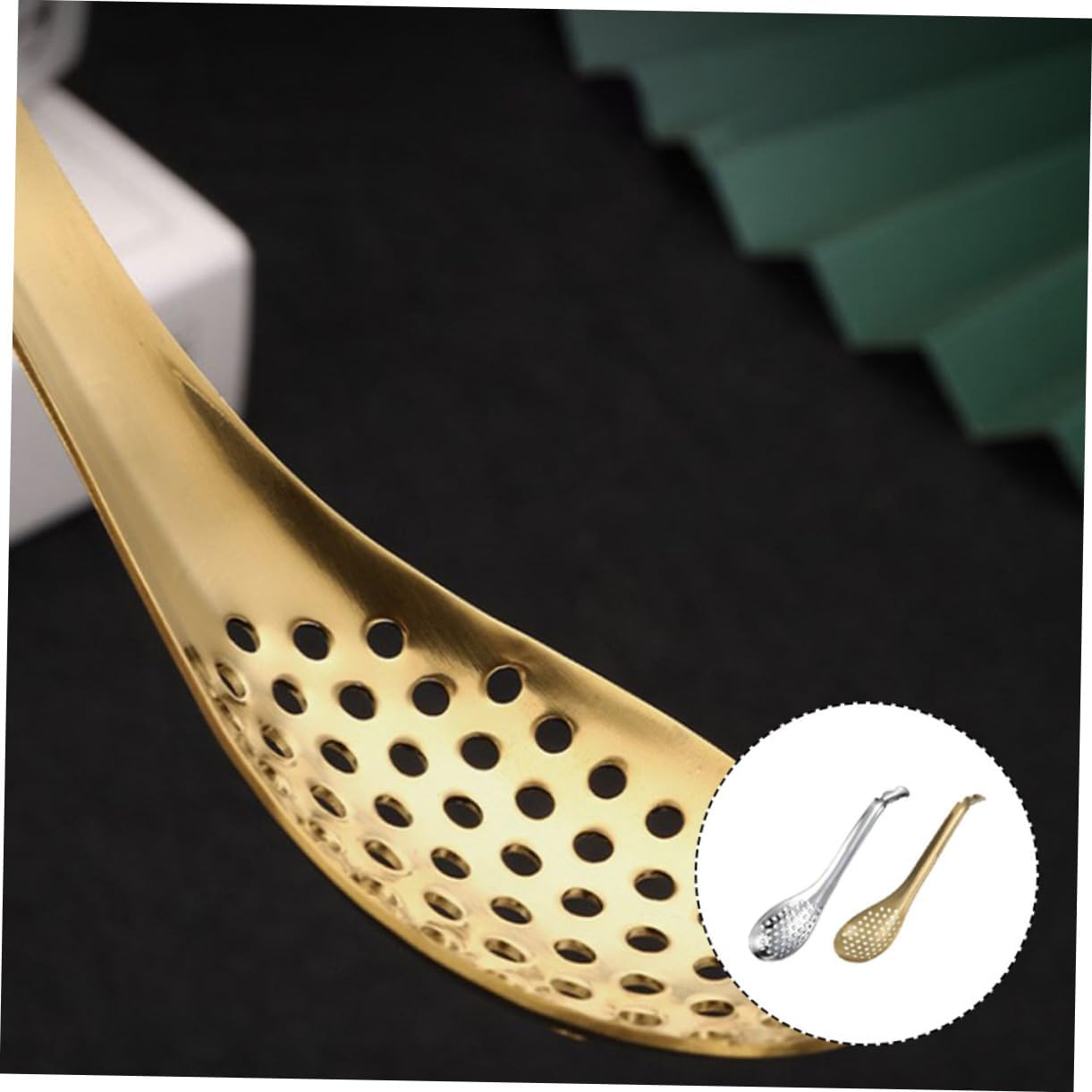 2Pcs Stainless Steel Colander Spoons for Caviar Hot Pot and Frying