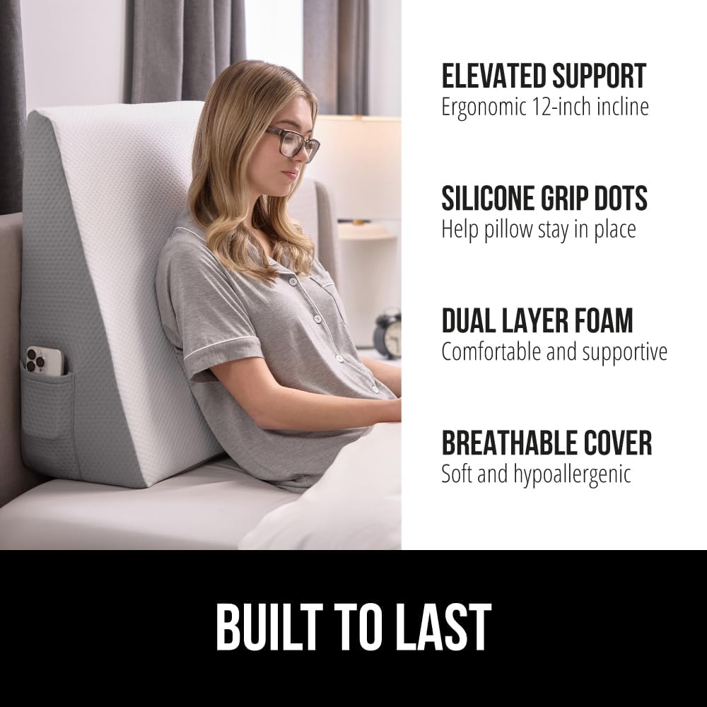 GORILLA GRIP Bed Wedge Pillow for Sleeping
