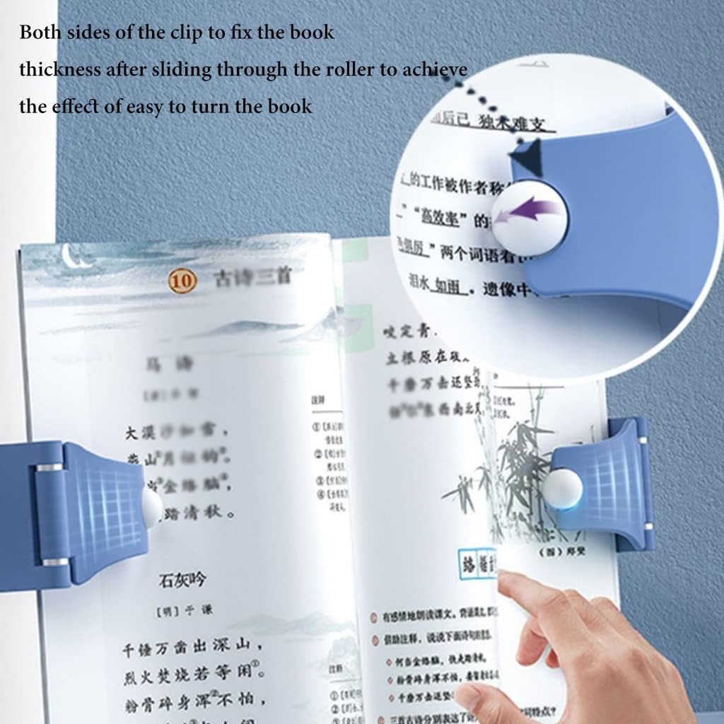 Adjustable Book Stand with Page Clips Ergonomic for Books Laptop