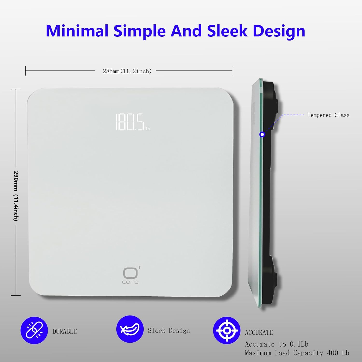 O CARE Digital Body Weight Scale with Clear LED Display and Auto Calibration