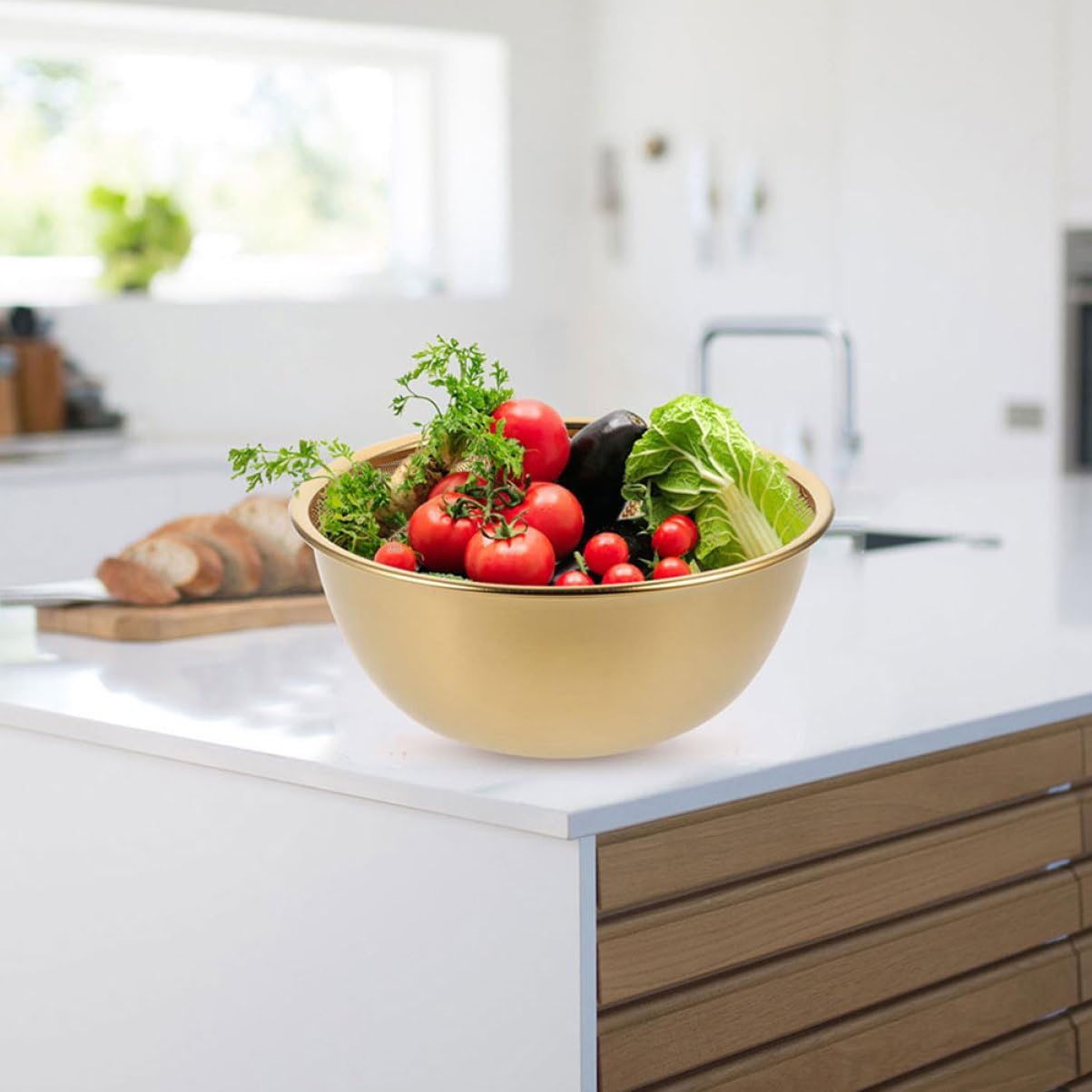 Zerodeko Gold Stainless Steel Colander Drain Basket Set