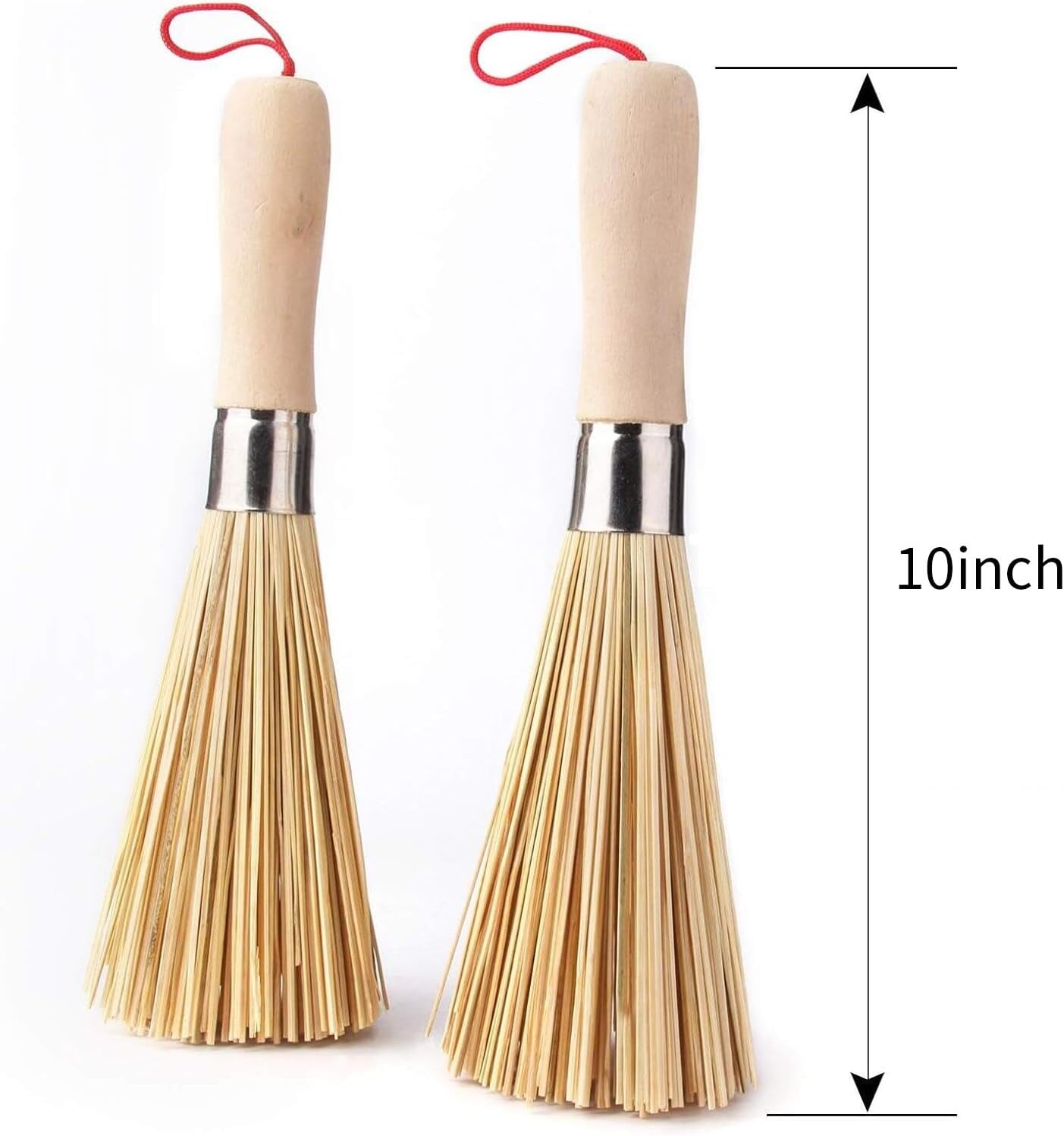2 Pack Bamboo Wok Brush for Hot Spot Cleaning