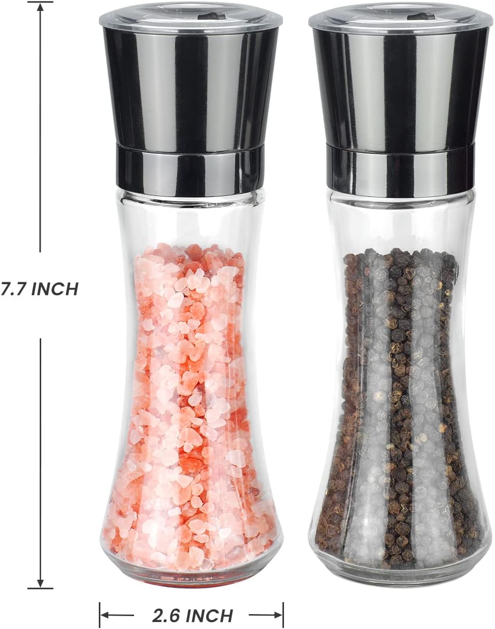 VEVOK CHEF Salt and Pepper Mill Set with Adjustable Coarseness