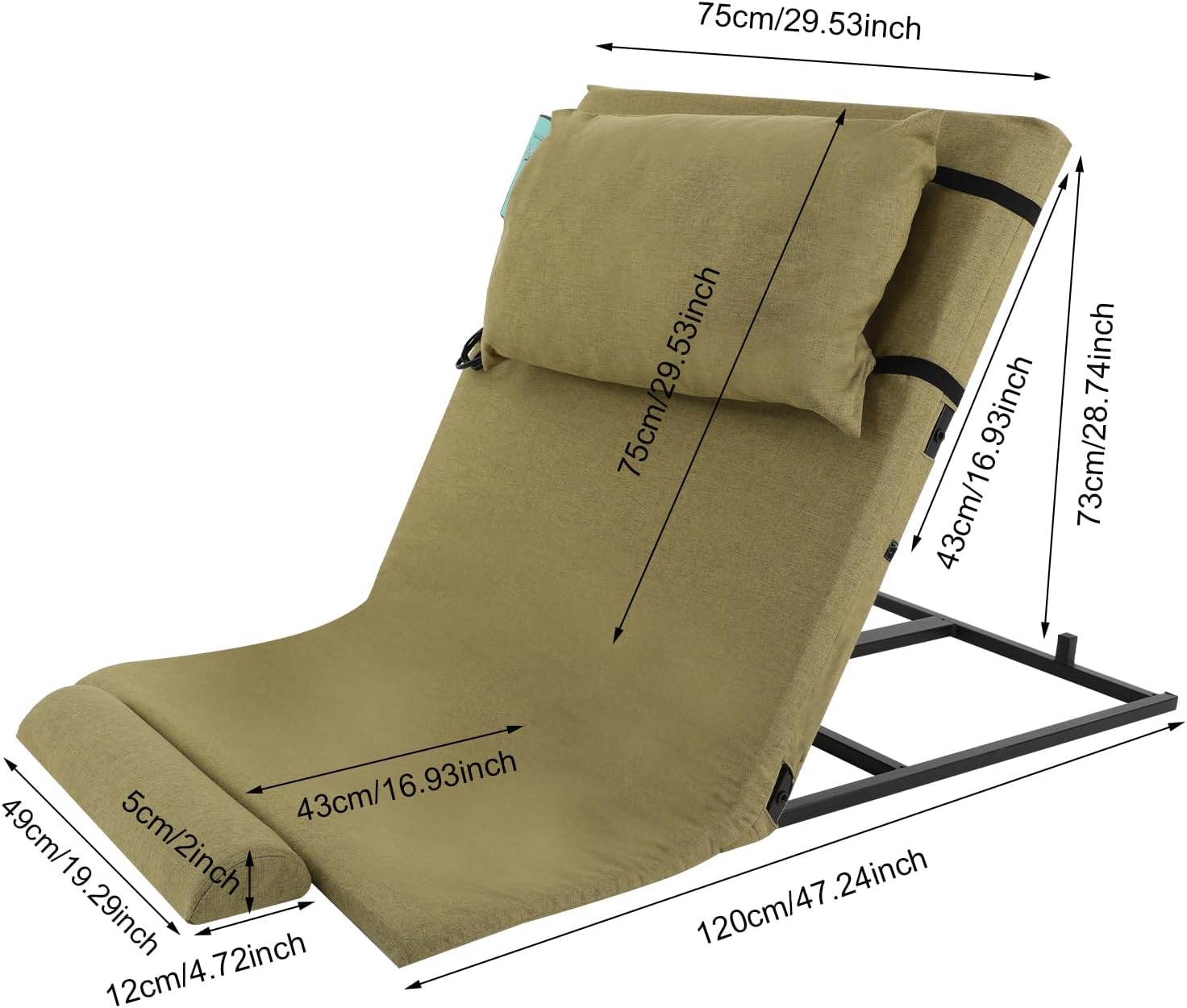 Electric Adjustable Bed Back Rest for Elderly and Disabled 300lbs Capacity Green