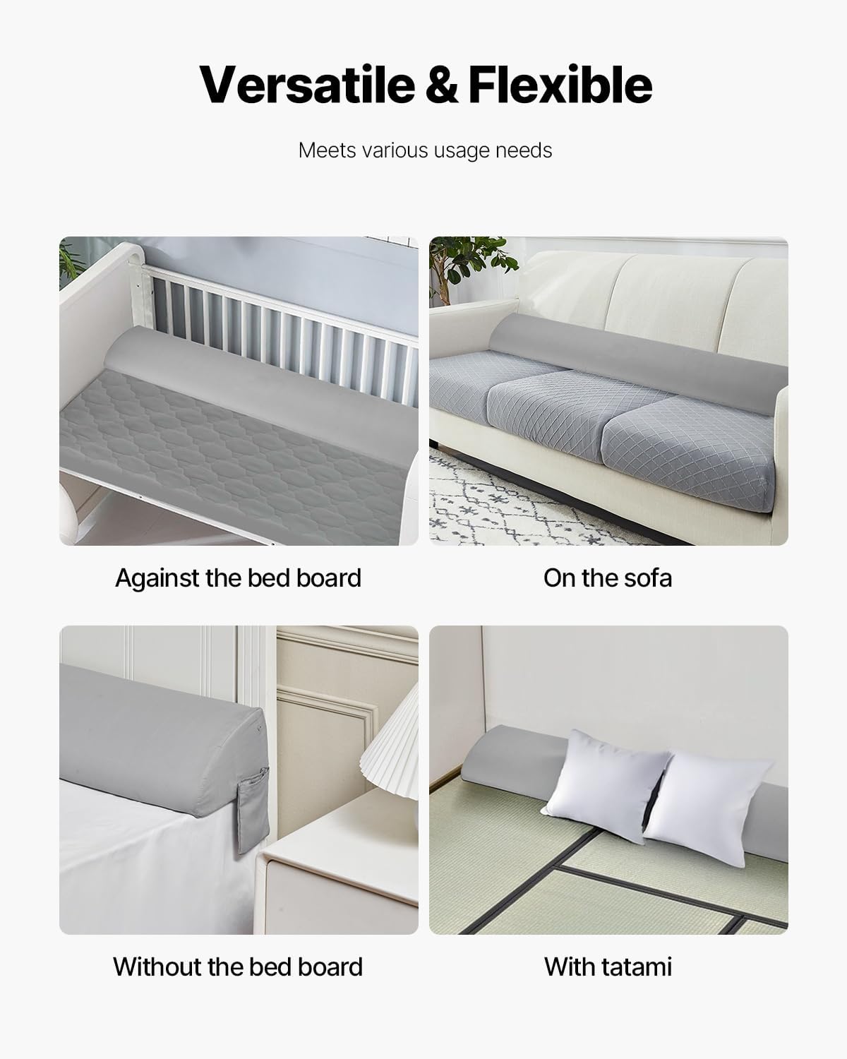 VEVOR Bed Wedge Pillow for Headboard Gray 72x10x6
