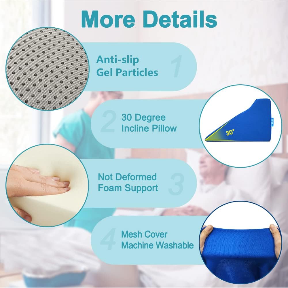 AOSSA 34 Wedge Pillow for Sleeping and Pressure Ulcer Prevention