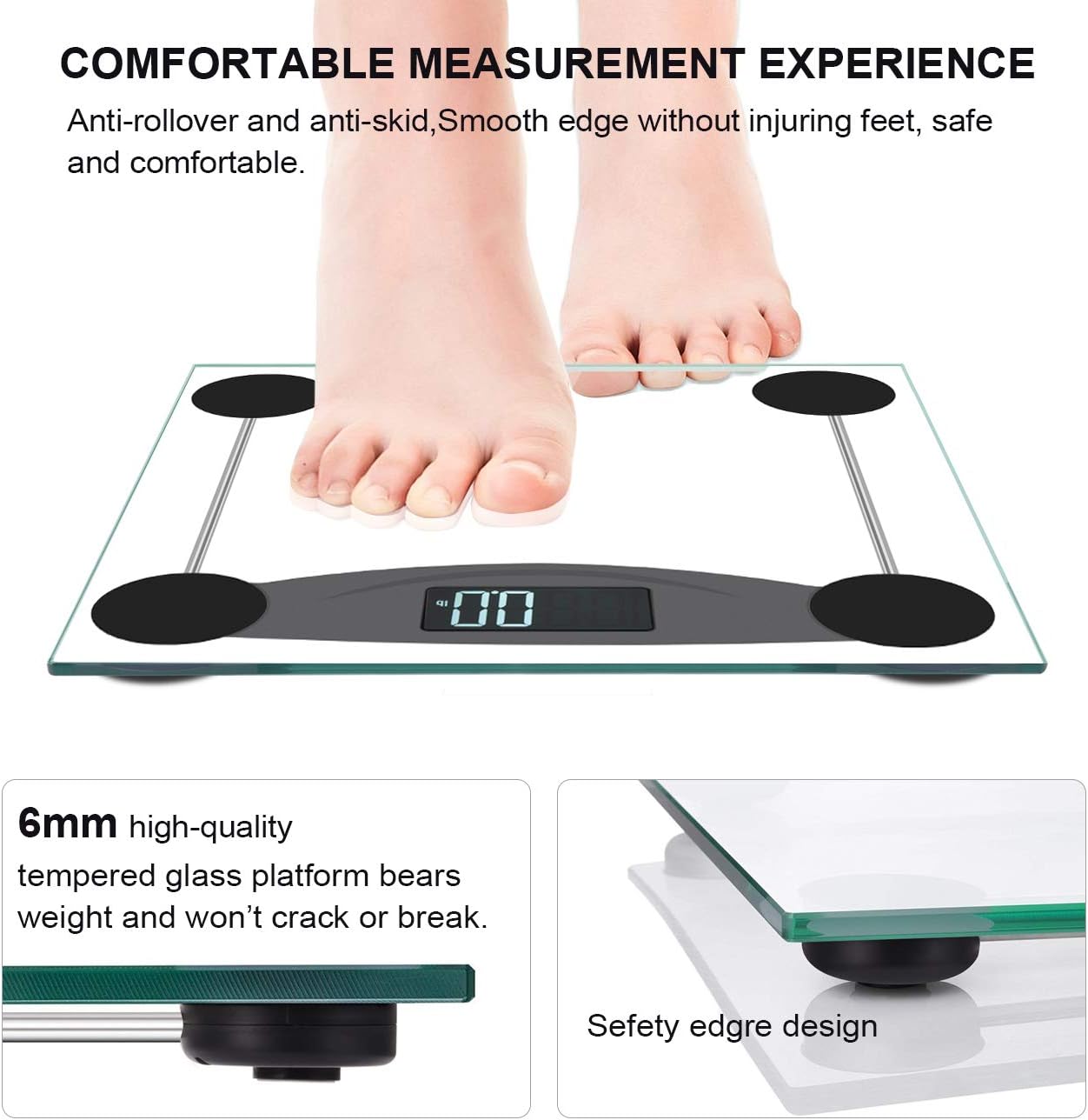 Malama Digital Body Weight Scale with LCD Backlit Display 400 lbs Accuracy Black