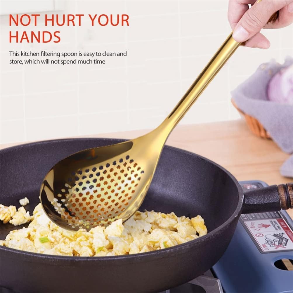 Hemoton Stainless Steel Colander Spoon with Skimmer