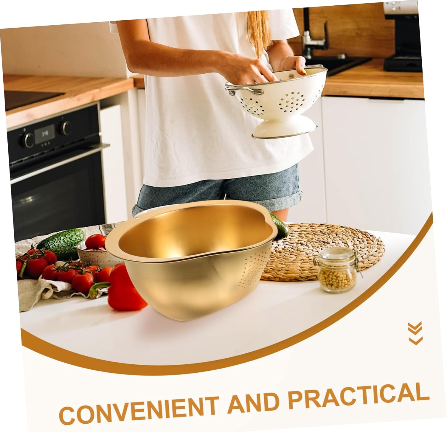 Convenient Colander with Fine Mesh for Rice and Vegetables