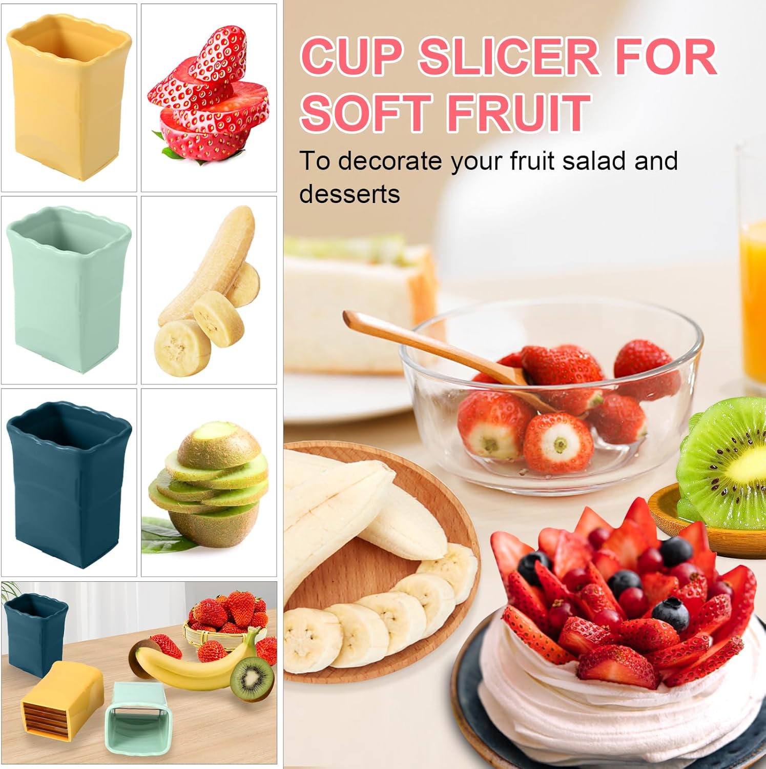 Dokpod 3 Pcs Cup Slicer with Gap Cleaning Brushes Set