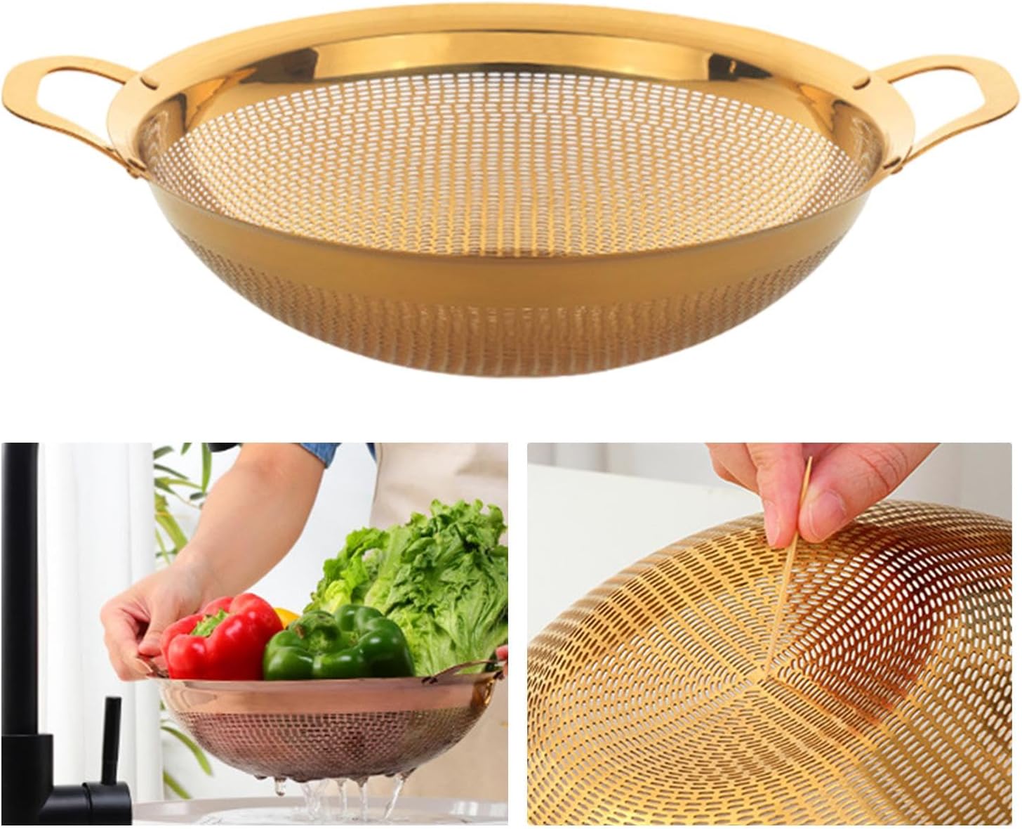 Bothyi Stainless Steel Colander Bowl with Handles for Pasta Berries Spaghetti