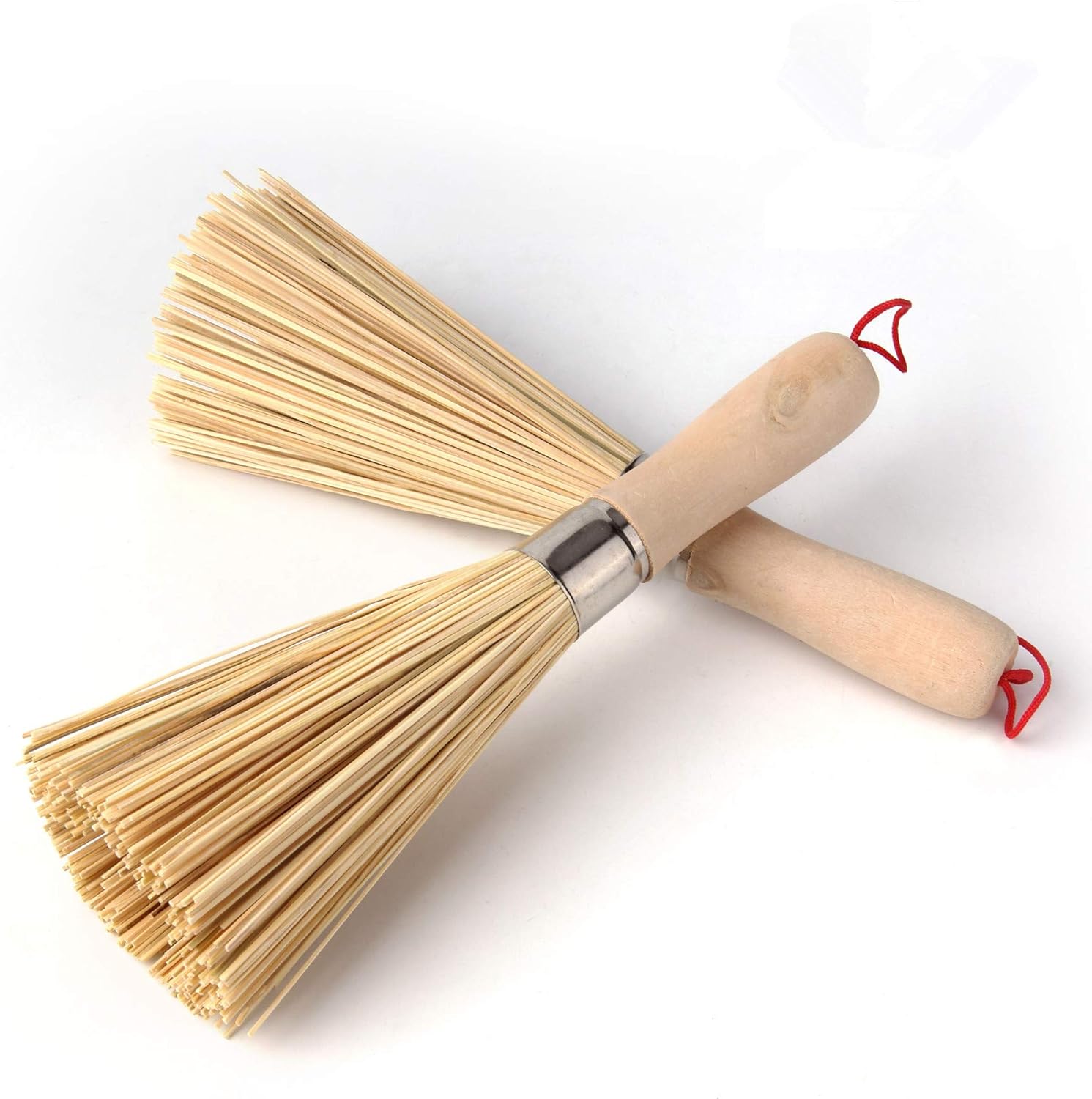 2 Pack Bamboo Wok Brush for Hot Spot Cleaning