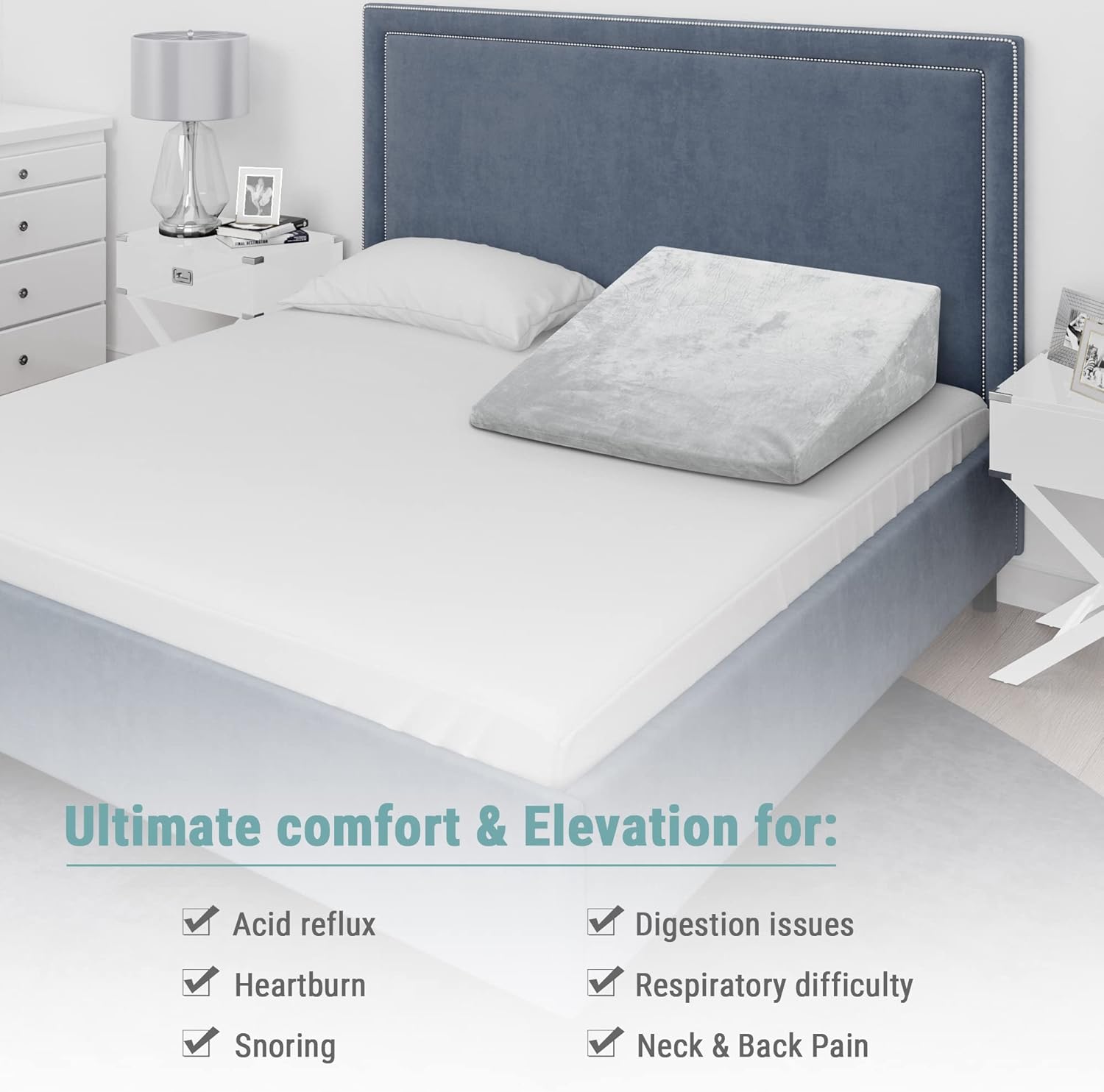 Howhom 8 Inch Bed Wedge Pillow for Sleep Support