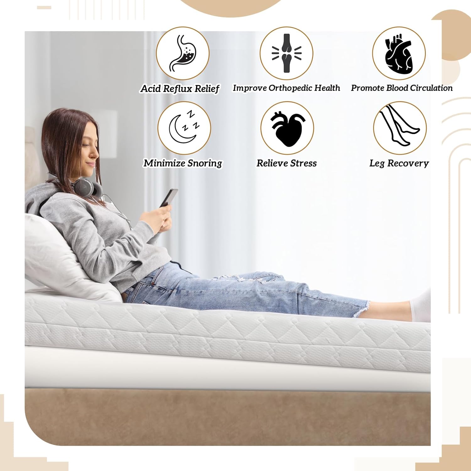 Cinnvoice Mattress Wedge 5 Inch King Incline for Back Pain