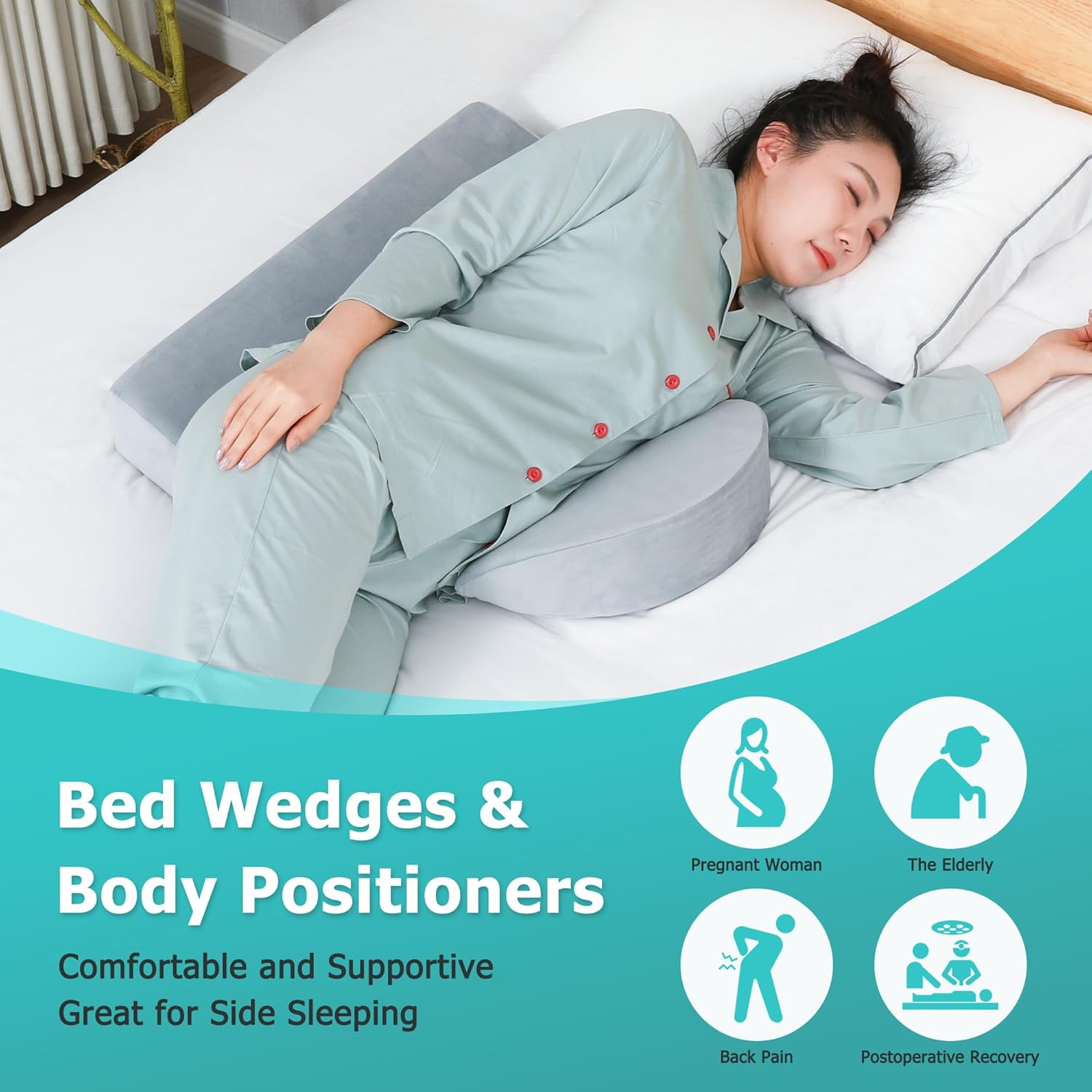 JFNoraiva 2IN1 Wedge Pillow for Back Pain Sleep Support