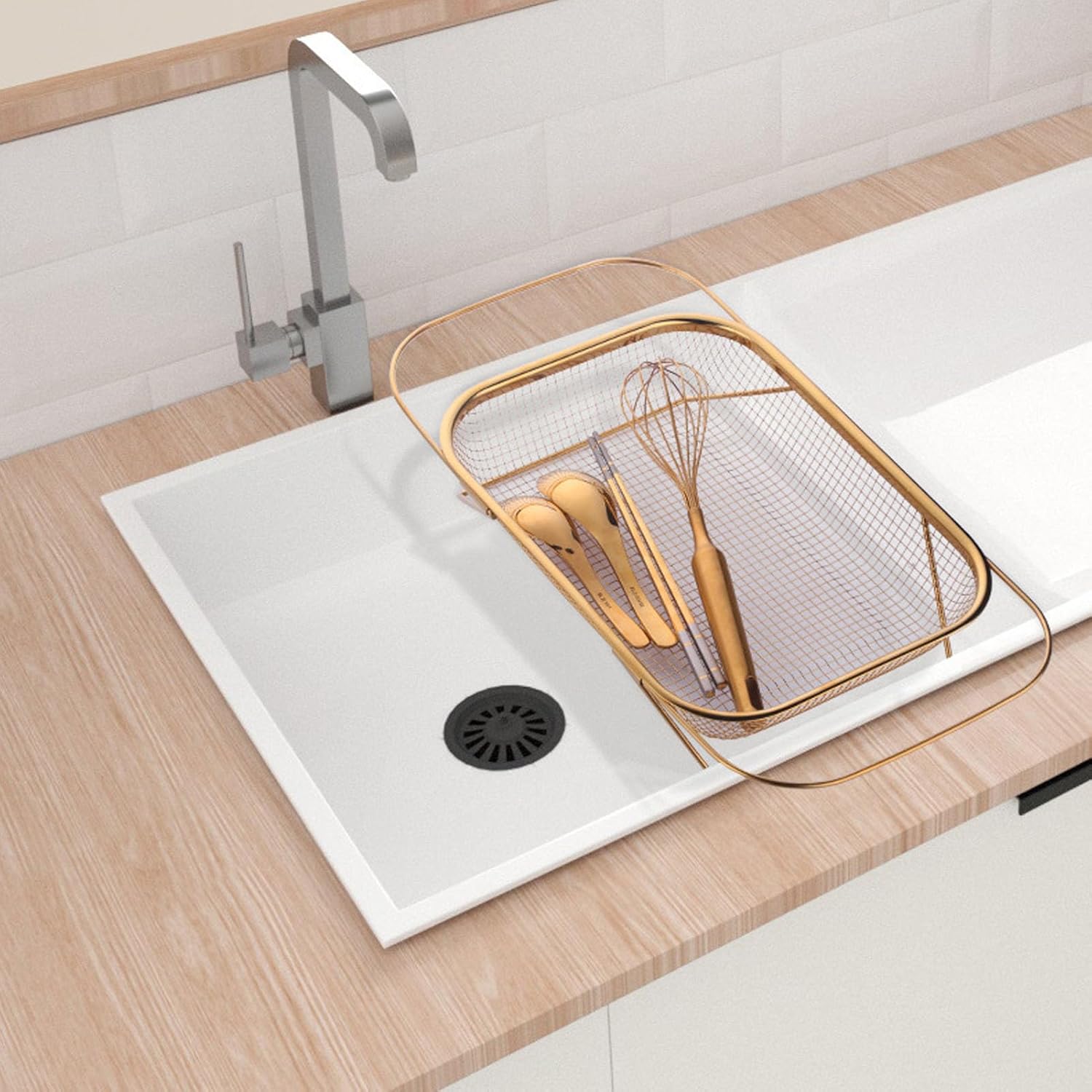 CHICIRIS Rose Gold Colander Strainer Over The Sink